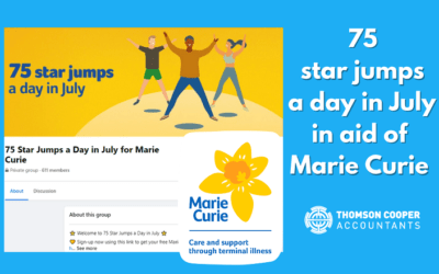 75 star jumps a day in July challenge in aid of Marie Curie